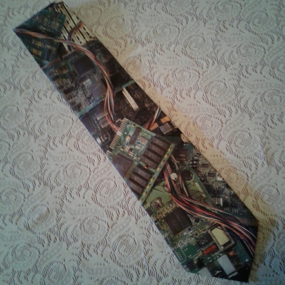 🌺 RARE Vintage Ralph Marlin CIRCUIT BOARD Tie
